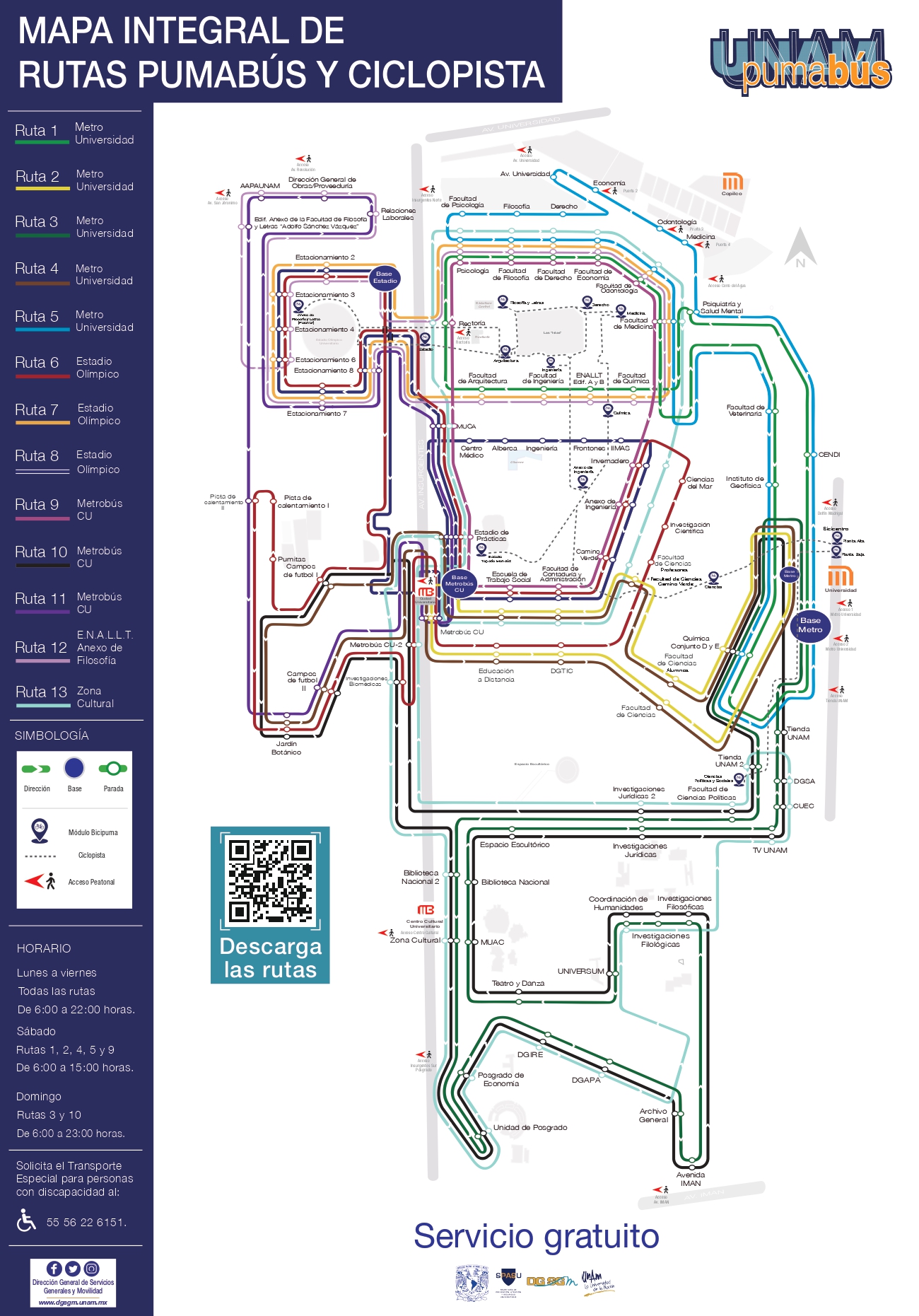 Mapa Integral de Rutas Pumabús y Ciclopista